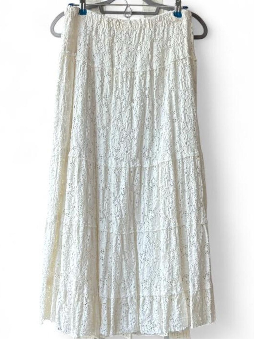 Vintage 90s/Y2K C.C. Couture White Lace Boho Maxi Skirt Size L - Picture 2 of 3